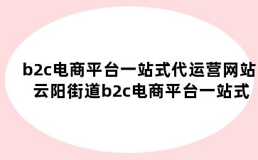 b2c电商平台一站式代运营网站 云阳街道b2c电商平台一站式代运营网站有哪些